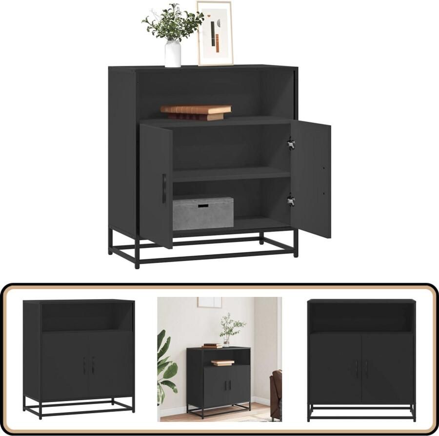 VidaXL Dressoir 68x35x76 cm bewerkt hout zwart