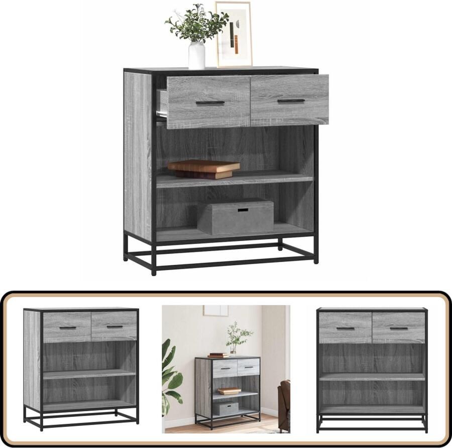 VidaXL Dressoir 68x35x76 cm Grijs Sonoma Eiken Dressoir Opbergkast Salontafel Industrieel Design Houten Meubels
