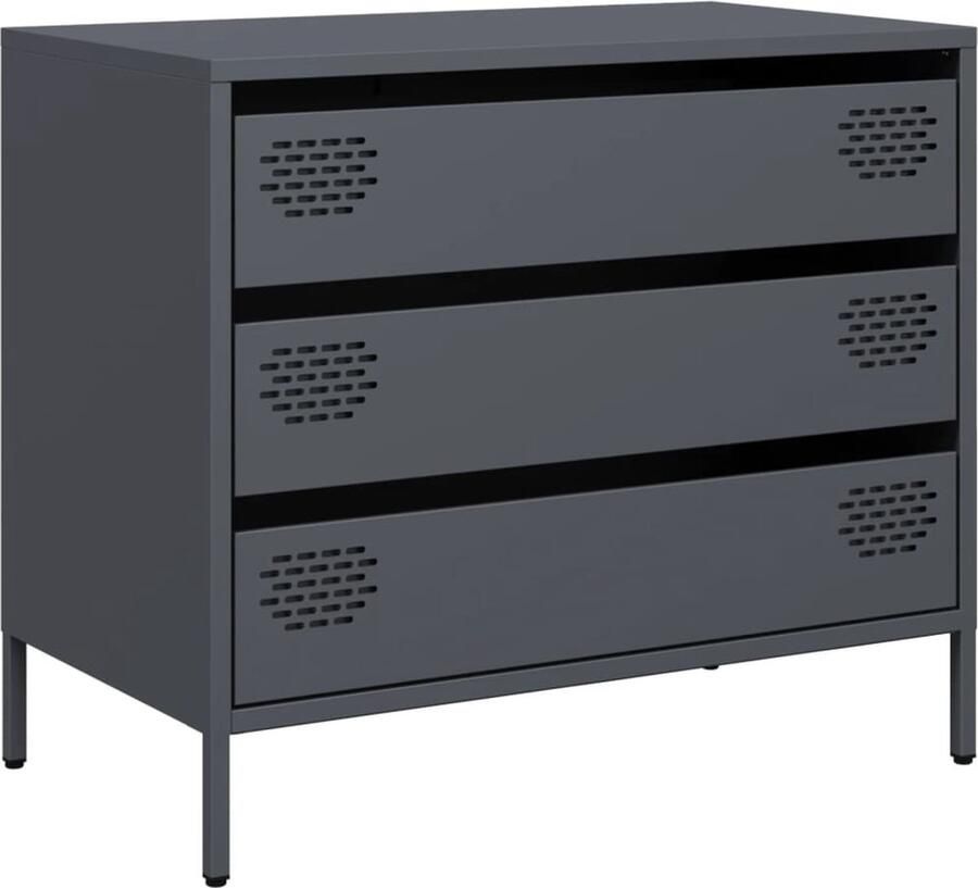 VidaXL Dressoir 68x39x58 5 cm koudgewalst staal antracietkleurig