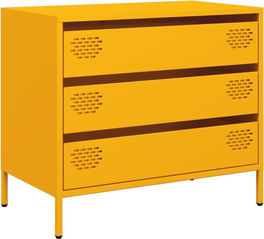 VidaXL Dressoir 68x39x58 5 cm koudgewalst staal mosterdgeel