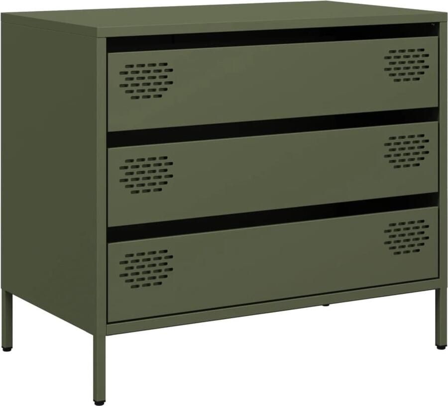 VidaXL Dressoir 68x39x58 5 cm koudgewalst staal olijfgroen