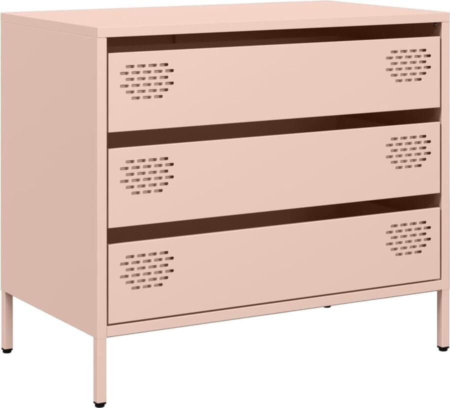 VidaXL Dressoir 68x39x58 5 cm koudgewalst staal roze