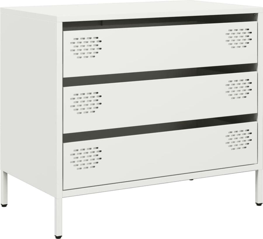 VidaXL Dressoir 68x39x58 5 cm koudgewalst staal wit