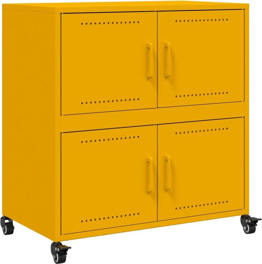 VidaXL Dressoir 68x39x72 cm staal mosterdgeel