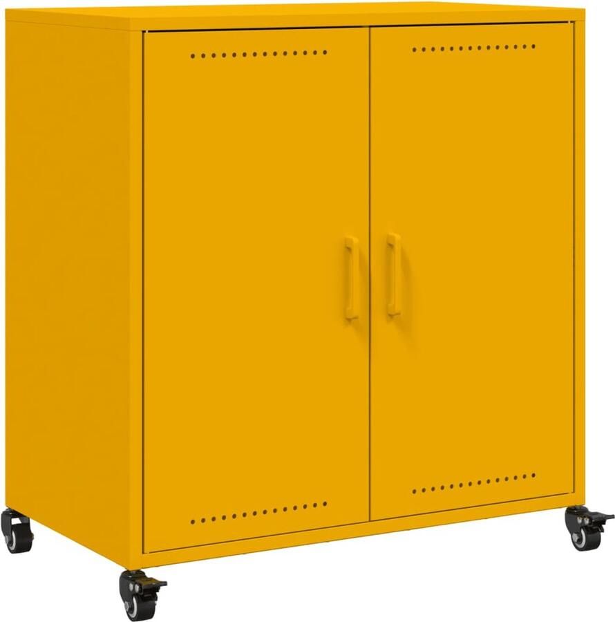 VidaXL Dressoir 68 5x39x72 cm staal mosterdgeel