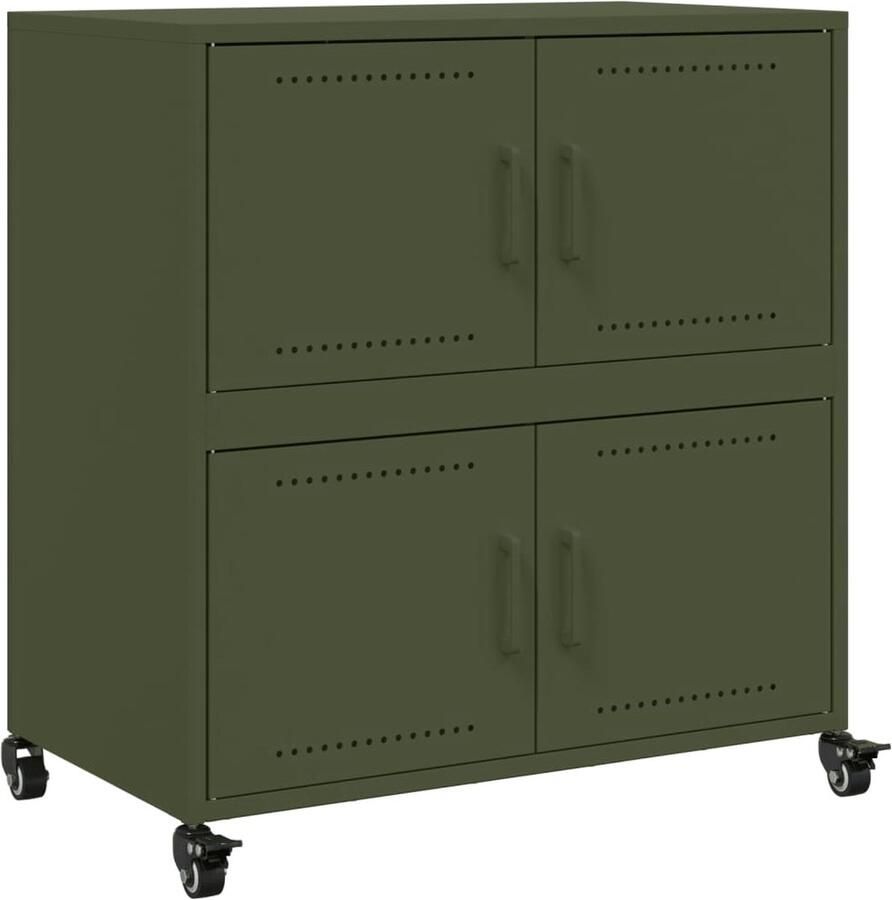 VidaXL Dressoir 68x39x72 cm koudgewalst staal olijfgroen