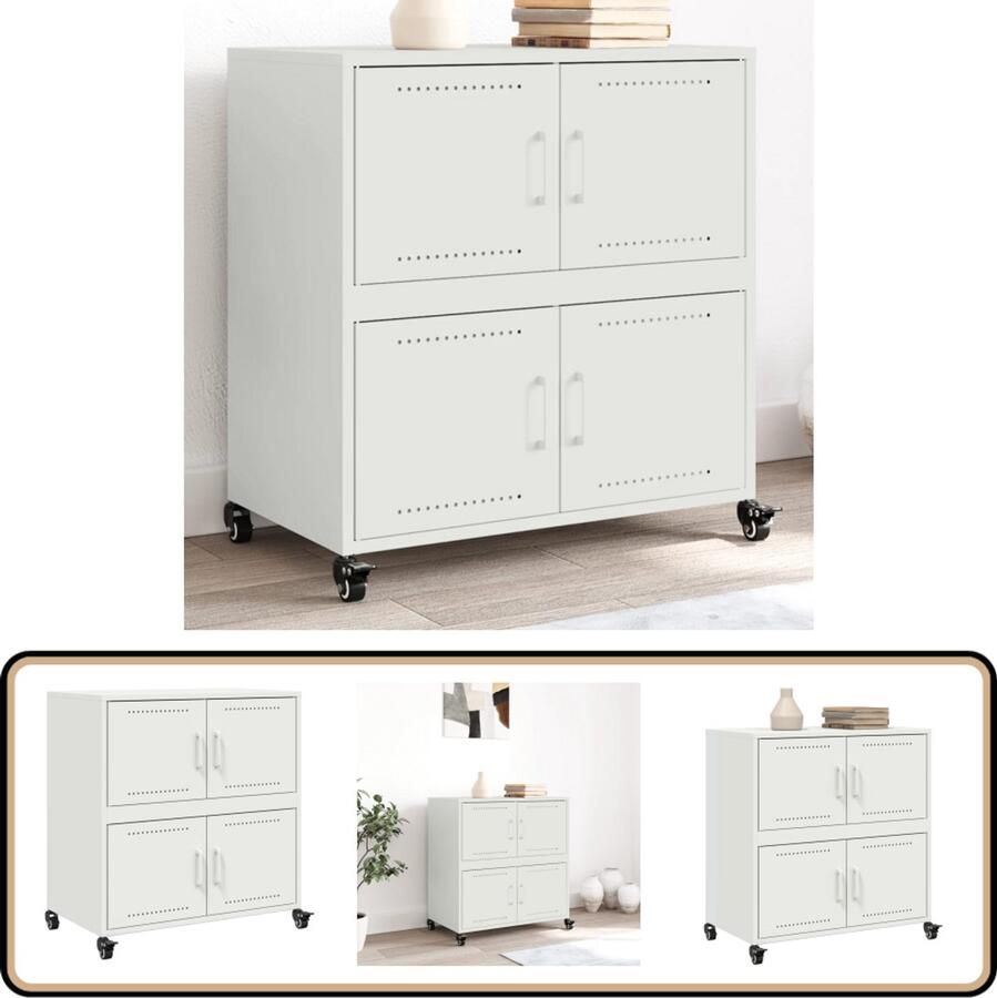 VidaXL Dressoir Staal Wit 68x39x72 cm Dressoir Staaldraad Opbergmeubel Salontafel Tv Tafel