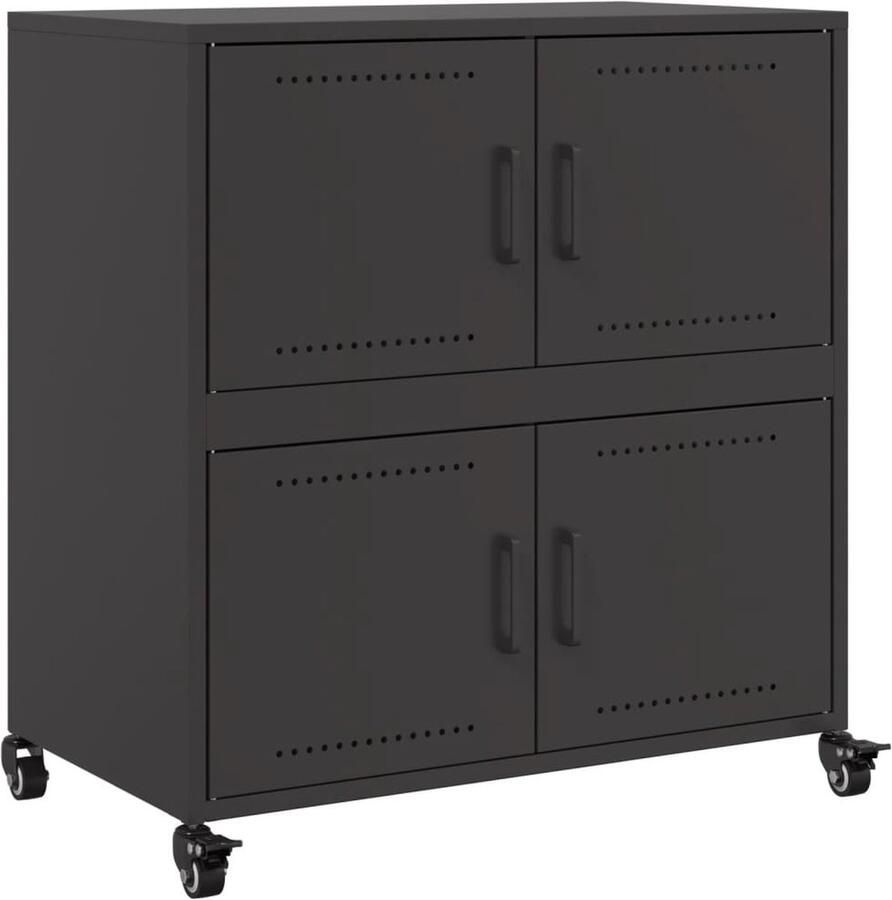 VidaXL Dressoir 68x39x72 cm staal zwart