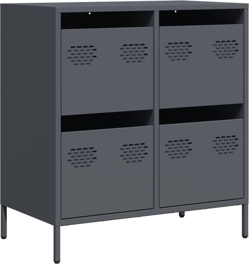 VidaXL Dressoir 68x39x73 5 cm koudgewalst staal antracietkleurig