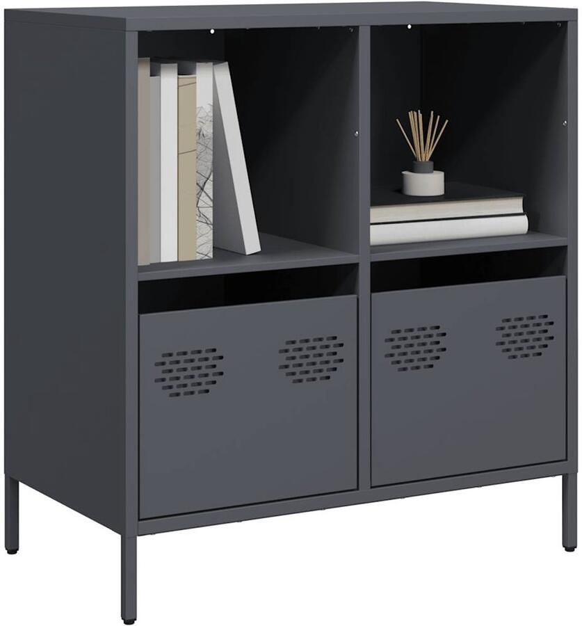 VidaXL Dressoir 68x39x73 5 cm koudgewalst staal antracietkleurig