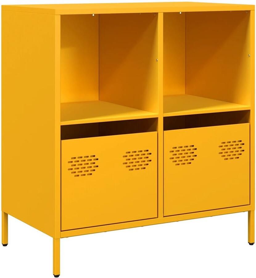 VidaXL Dressoir 68x39x73 5 cm koudgewalst staal mosterdgeel