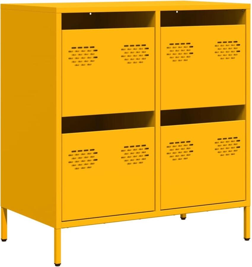 VidaXL Dressoir 68x39x73 5 cm koudgewalst staal mosterdgeel