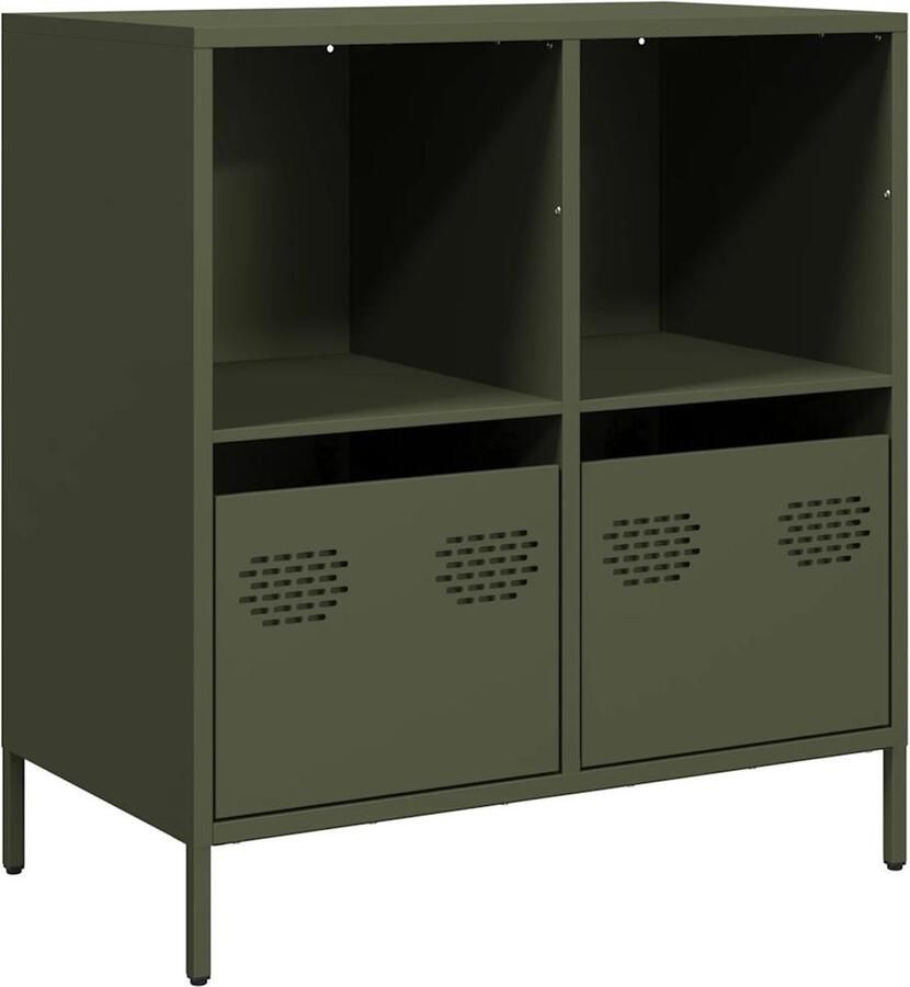 VidaXL Dressoir 68x39x73 5 cm koudgewalst staal olijfgroen