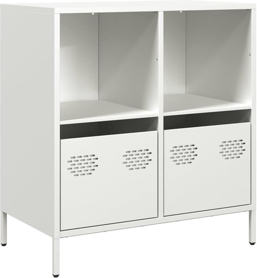 VidaXL Dressoir Staal Wit 68x39x73 5 cm Dressoir Commode Opbergmeubel Salontafel Livingroom Furniture - Foto 2