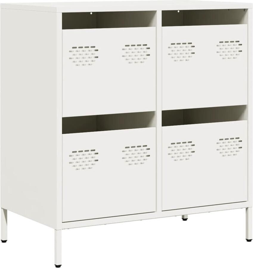 VidaXL Dressoir 68x39x73 5 cm koudgewalst staal wit