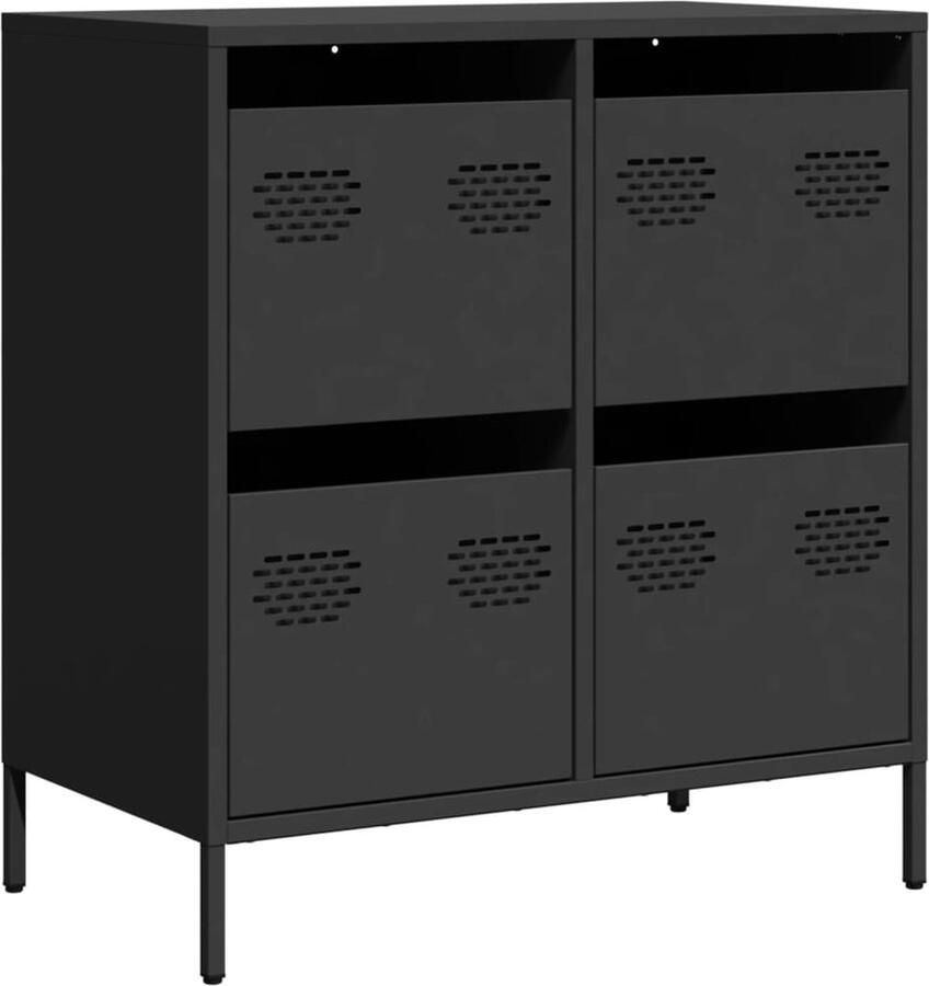 VidaXL Dressoir 68x39x73 5 cm koudgewalst staal zwart