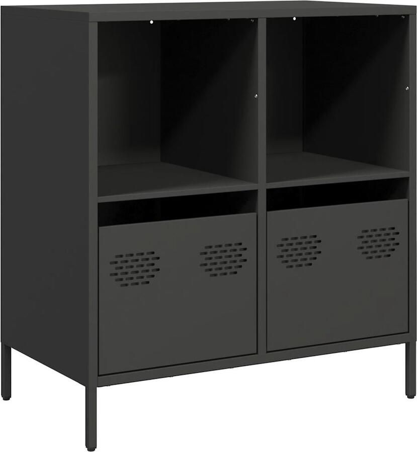 VidaXL Dressoir 68x39x73 5 cm koudgewalst staal zwart