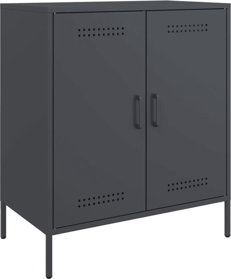 VidaXL Dressoir Staal Antraciet 68x39x79 cm Dressoir Industrieel Dressoir Metalen Dressoir Opbergkast Wandkast - Foto 4
