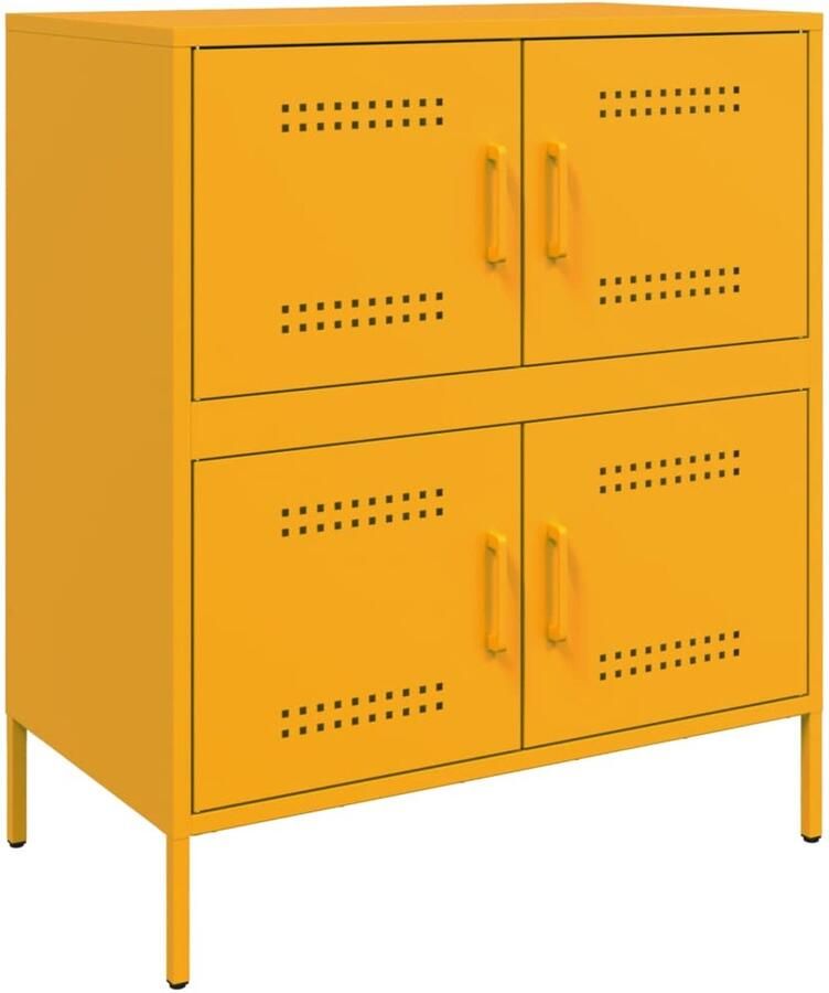 VidaXL Dressoir 68x39x79 cm staal mosterdgeel