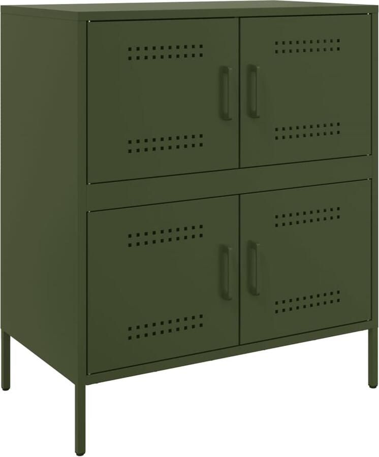 VidaXL Dressoir 68x39x79 cm staal olijfgroen
