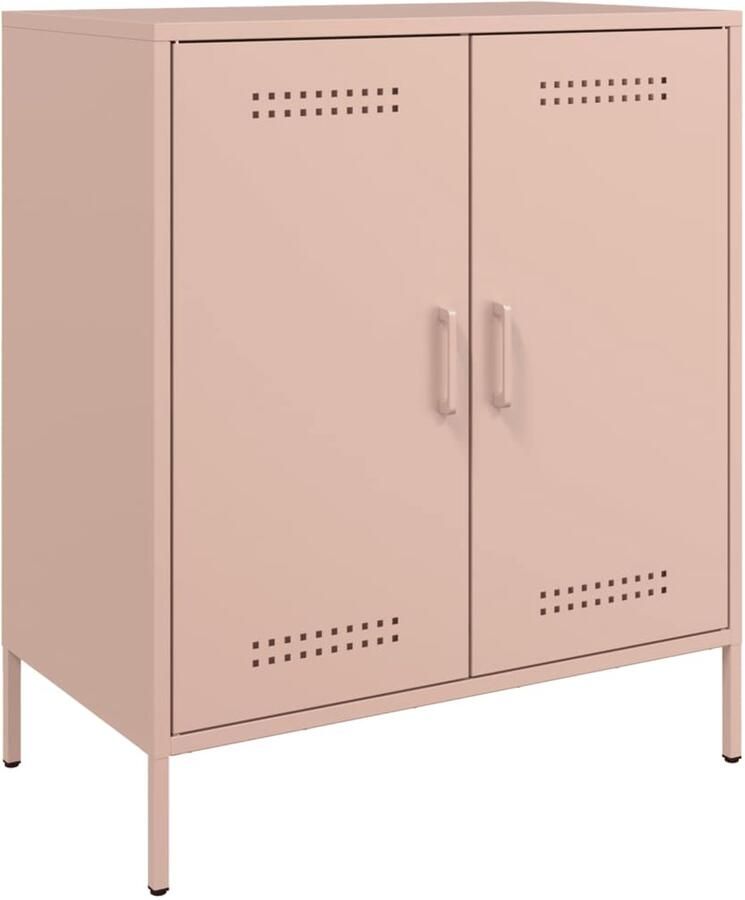VidaXL Stalen Dressoir Roze 68x39x79 cm Dressoir Industrieel Dressoir Roestvrijstalen Dressoir Roze Dressoir Opbergkast