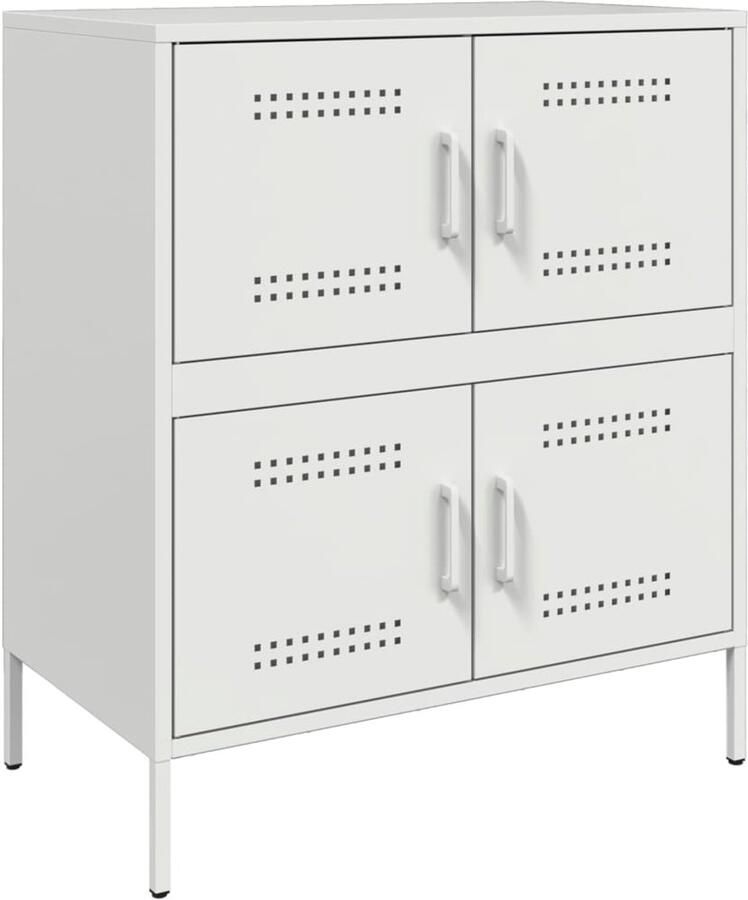 VidaXL Dressoir Staal Wit 68x39x79 cm Dressoir Industrieel Dressoir Metalen Dressoir Opbergkast Wandkast