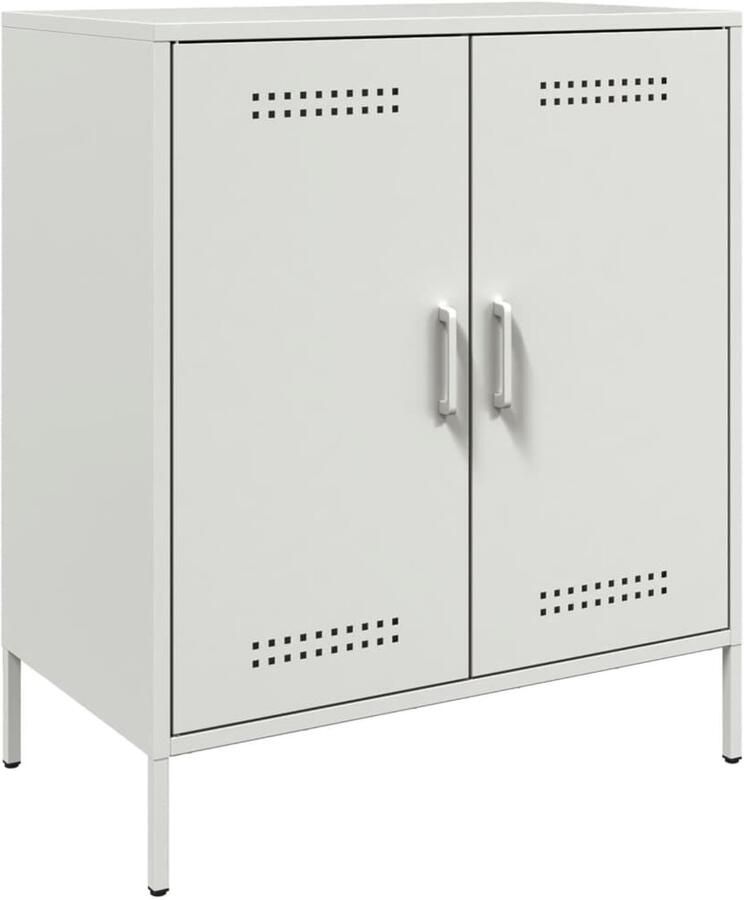 VidaXL Dressoir Staal Wit 68x39x79 cm Dressoir Industrieel Design Metalen Dressoir Staaldressoir Opbergkast