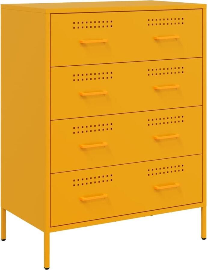 VidaXL Dressoir 68x39x89 cm staal mosterdgeel