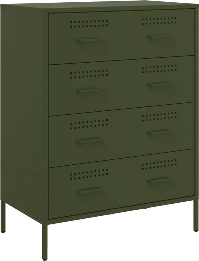 VidaXL Dressoir 68x39x89 cm staal olijfgroen