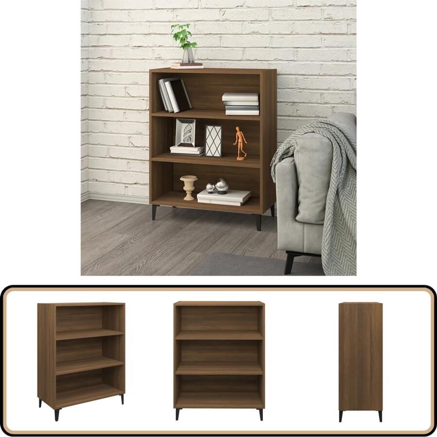 VidaXL Dressoir Bruin Eik Bewerkt Hout 69 5x90cm Dressoir Bijzettafel Houten Kast Bruine Eiken Kleur Opbergruimte