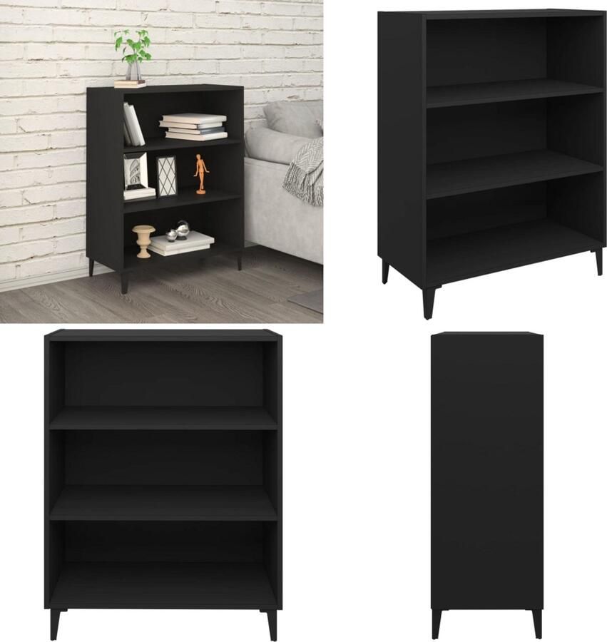 VidaXL Dressoir 69 5x32 5x90 cm bewerkt hout zwart Dressoir Dressoirs Kast Wandkast