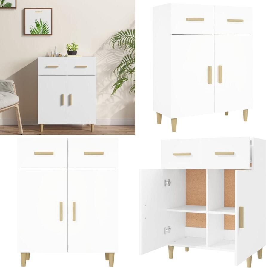 VidaXL Dressoir 69 5x34x89 cm bewerkt hout wit Dressoir Dressoirs Kast Wandkast