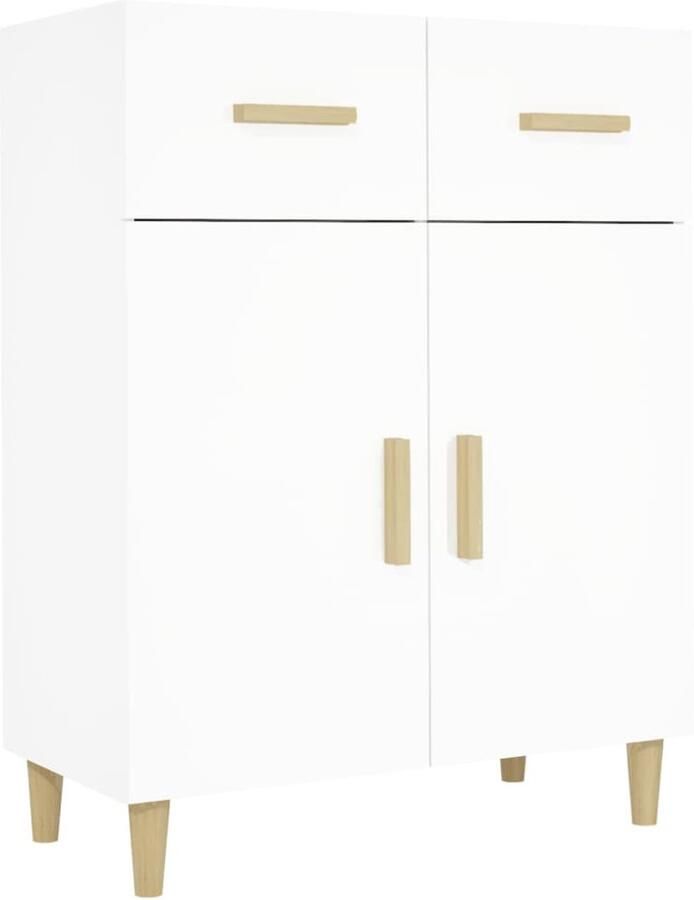 The Living Store Dressoir 69 5x34x89 cm bewerkt hout wit Dressoir Commode Houten Dressoir Wit Dressoir Vintage Dressoir - Foto 2
