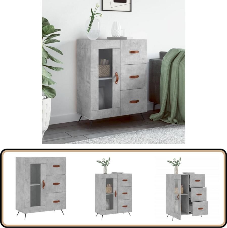 VidaXL Dressoir 69 5x34x90 cm Betongrijs Bewerkt Hout Dressoir Modern Dressoir Beton Grijs Dressoir Opbergkast Tv Meubel - Foto 2