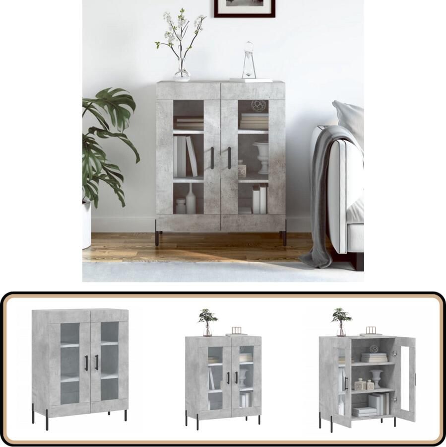 VidaXL Dressoir 69 5x34x90 cm Betongrijs Bewerkthout Dressoir Houten Dressoir Grijze Dressoir Vintage Dressoir Salontafel - Foto 2