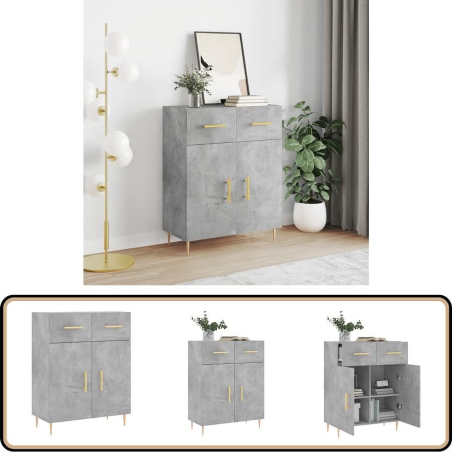VidaXL Dressoir 69 5x34x90 cm Betongrijs Dressoir Houten Dressoir Modern Dressoir Grijze Dressoir Tv-meubel - Foto 2