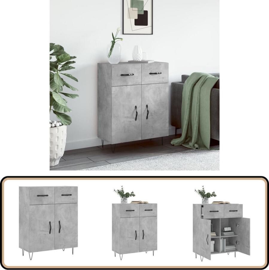 VidaXL Dressoir 69 5x34x90 cm Betongrijs Dressoir Meubels Salontafel Tv Tafel Houten Dressoir