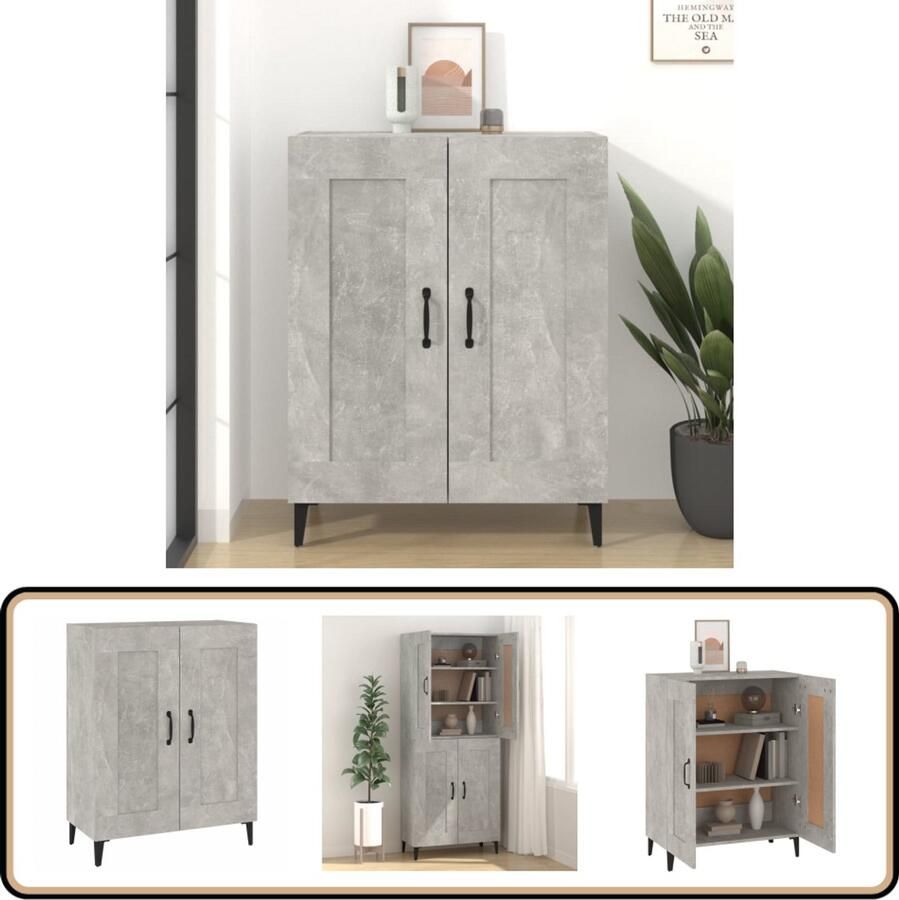 VidaXL Dressoir 69 5x34x90 cm Betongrijs Hout Dressoir Bijzettafel Kast Houten Dressoir Grijze Dressoir - Foto 2