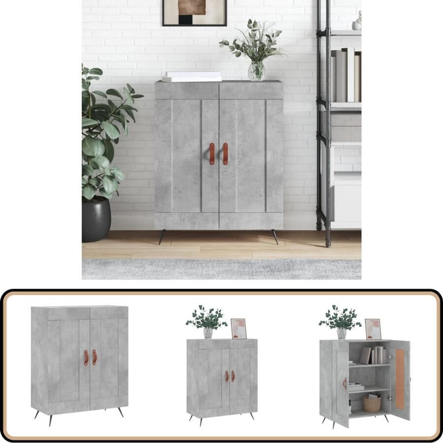 VidaXL Dressoir 69 5x34x90 cm Betongrijs Hout Dressoir Houten Dressoir Grijze Dressoir Vintage Dressoir Salontafel