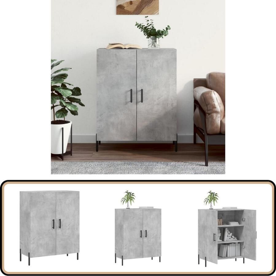 VidaXL Dressoir 69 5x34x90 cm Betongrijs Hout Dressoir Houten Dressoir Grijze Dressoir Vintage Dressoir Salontafel