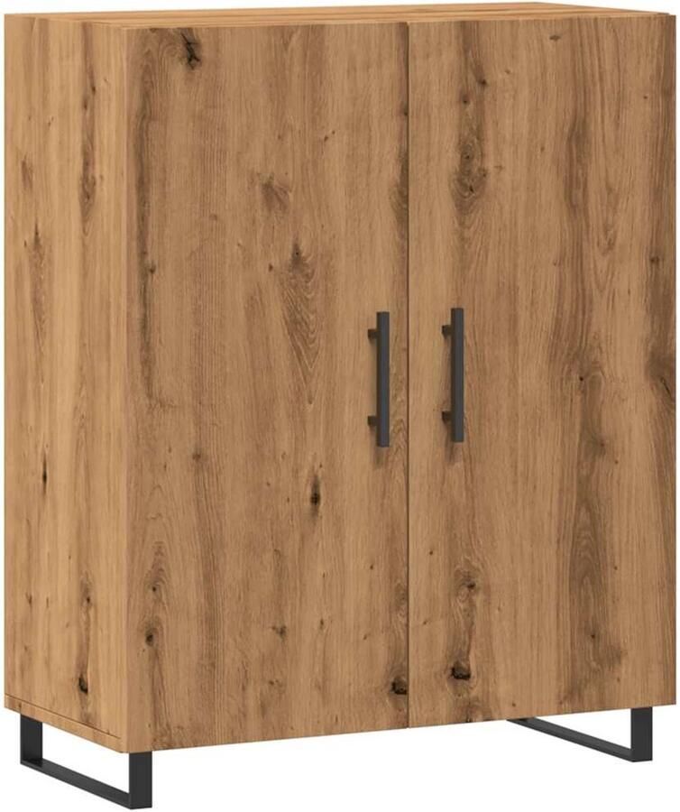 VidaXL Dressoir 69 5x34x90 cm Hout & Metaal Eikenkleur Dressoir Houten Dressoir Vintage Dressoir Salontafel Opslagmeubels