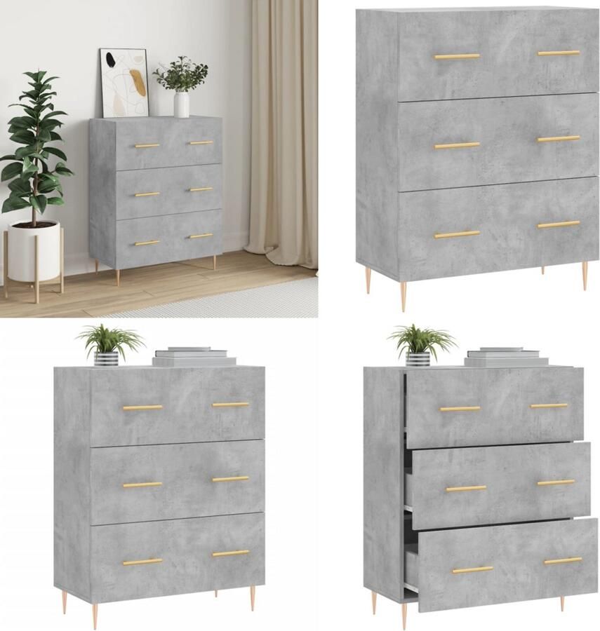 VidaXL Dressoir 69 5x34x90 cm bewerkt hout betongrijs Dressoir Dressoirs Kast Buffetkast