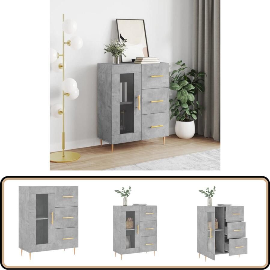 VidaXL Dressoir Betongrijs 69 5x34x90 cm Dressoir Tv-meubel Opbergkast Houten Dressoir Grijze Dressoir