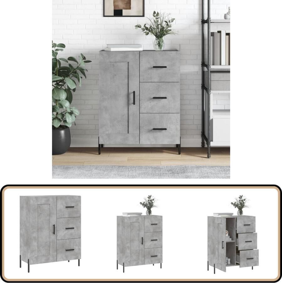 VidaXL Dressoir 69 5x34x90 cm Hout en Metaal Grijs Dressoir Houten Dressoir Grijze Dressoir Vintage Dressoir Salontafel