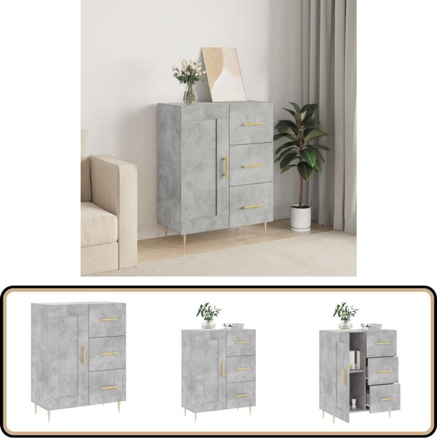 VidaXL Dressoir 69 5x34x90 cm Betongrijs Dressoir Meubels Salontafel Tv Tafel Houten Dressoir - Foto 3