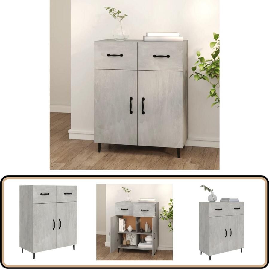 VidaXL Dressoir 69 5x34x90 cm Bewerkt Hout Betongrijs Dressoir Buffetkast Houten Kast Grijze Kast Vintage Kast