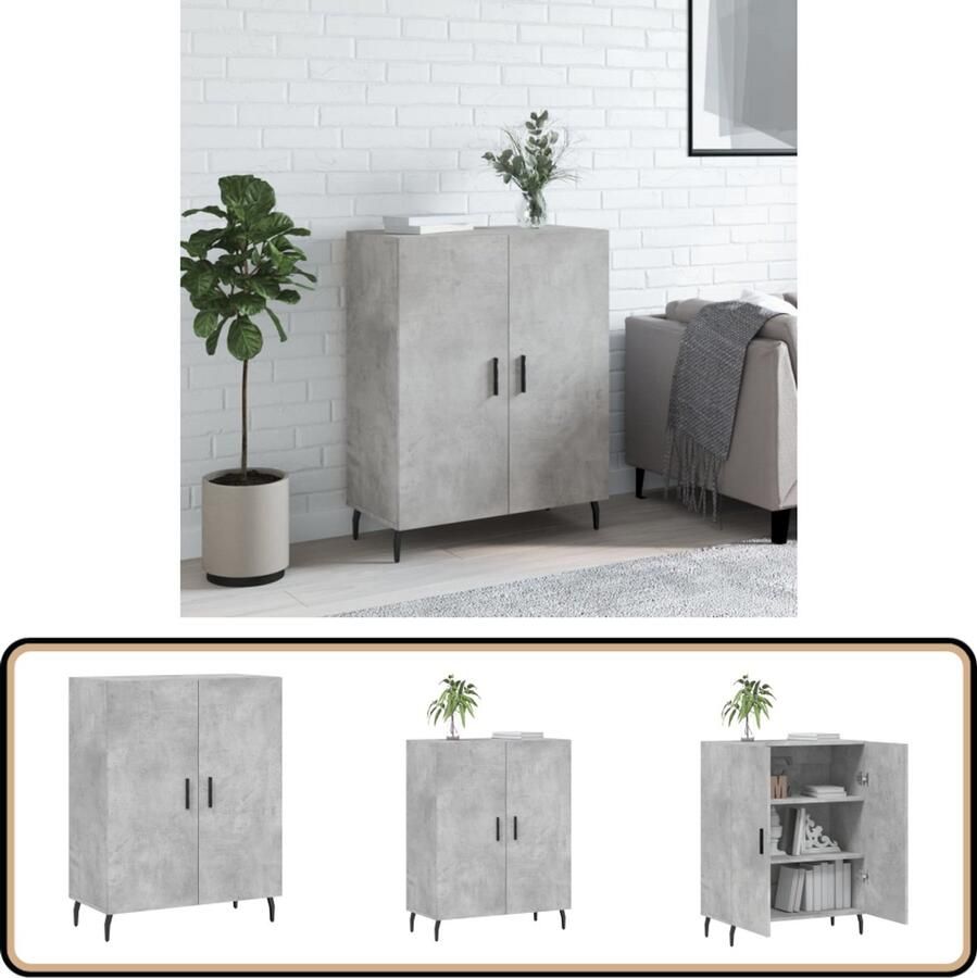 VidaXL Dressoir 69 5x34x90 cm Betongrijs Hout Dressoir Houten Dressoir Grijze Dressoir Vintage Dressoir Modern Dressoir