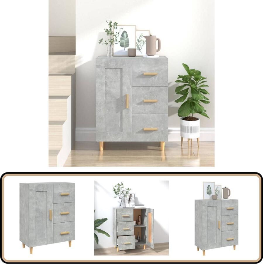 VidaXL Dressoir 69 5x34x90 cm Bewerkte Hout Betongrijs Bijzettafel Dressoir Houten Meubels Grijze Meubelen Opbergmeubilair