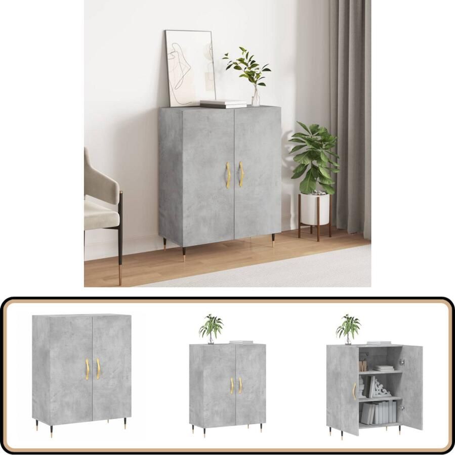VidaXL Dressoir 69 5x34x90 cm Bewerkte Hout Betongrijs Dressoir Houten Dressoir Grijze Dressoir Vintage Dressoir Salontafel