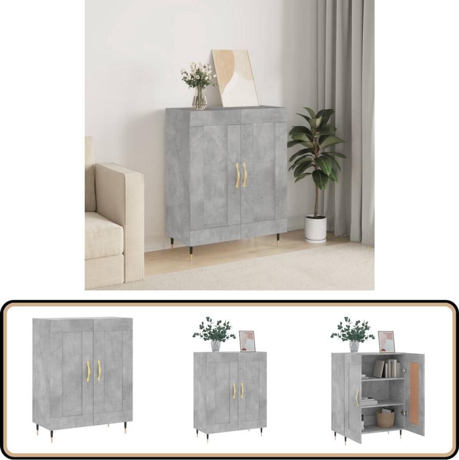 VidaXL Dressoir Betongrijs 69 5x34x90 cm Dressoir Houten Dressoir Grijze Dressoir Vintage Dressoir Salontafel
